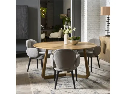 Tavolo rotondo Diadema realizzato in legno stratificato e legno massello di Rovere naturale di Dialma Brown
