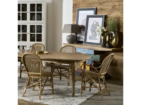 Tavolo tondo allungabile Favignana realizzato in legno massello di Rovere naturale di Dialma Brown