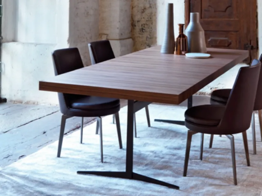 Tavolo moderno in metallo e legno Fly di Flexform