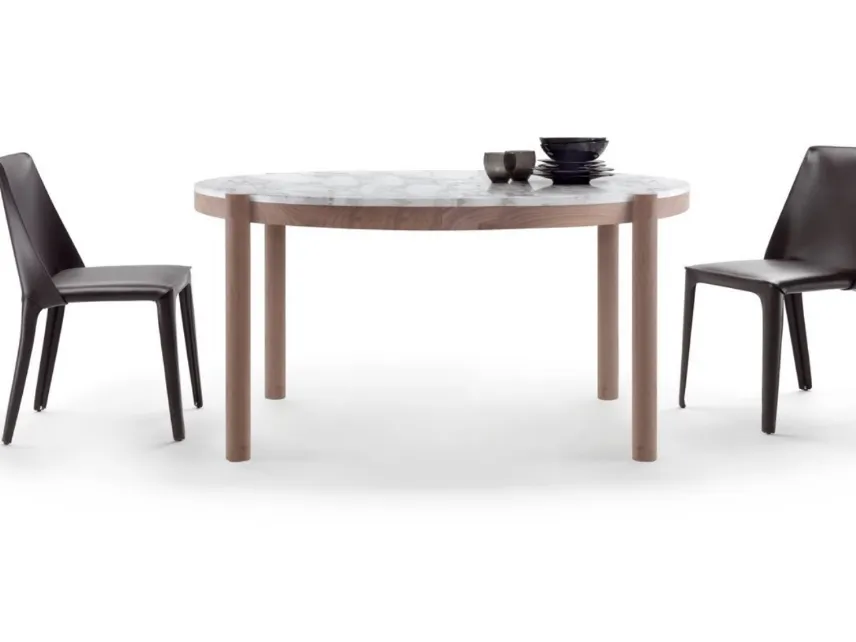 Tavolo da pranzo in legno e marmo Gustav di Flexform