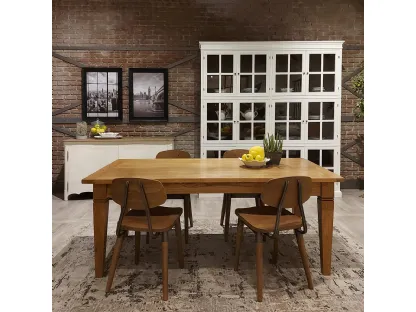 Tavolo rettangolare allungabile Merida realizzato in legno stratificato e legno massello di Rovere naturale di Dialma Brown