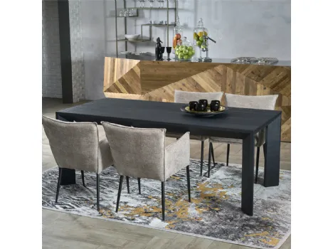 Tavolo rettangolare Panarea in legno stratificato e legno massello di Conifera finitura Dark Titanium di Dialma Brown