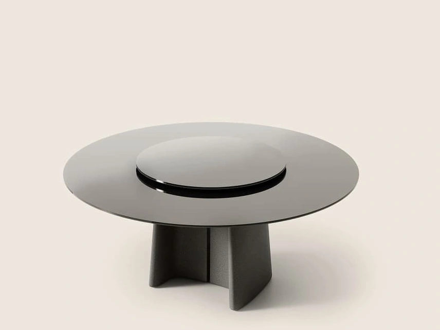 Tavolo in vetro con base in cemento Tara di Flexform