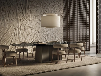 Tavolo in vetro con base in cemento Tara di Flexform