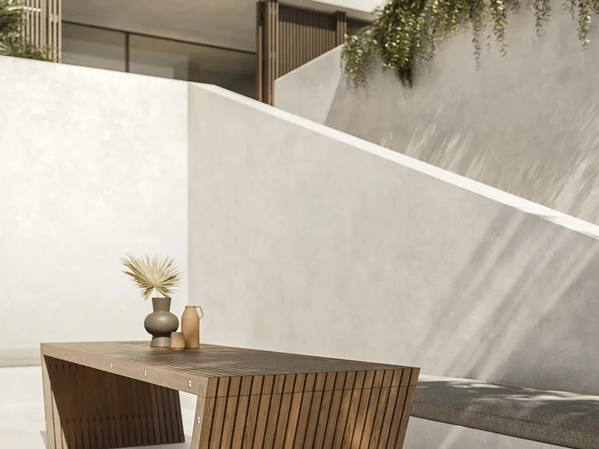 Tavolo Project 08 in listelli di frassino massello di Modulnova