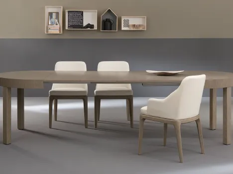 Tavolo rotondo allungabile Zed in Legno di Riflessi
