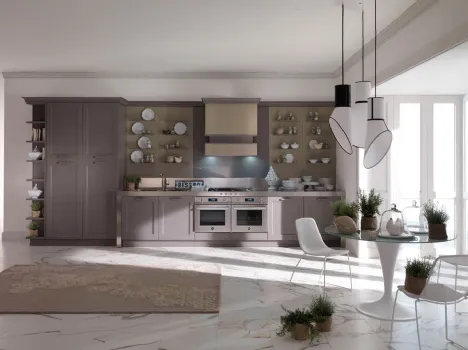 Cucina Classica lineare in legno di frassino laccato grigio opaco Asolo 02 di Dibiesse