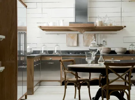 Cucina Classica angolare in legno e acciaio Dechora di Marchi