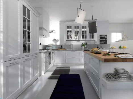 Cucina Classica angolare in legno laccato bianco opaco Asolo 03 di Dibiesse