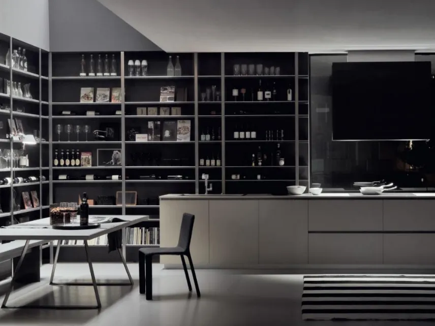 Cucina Design con isola MH6 in resina Grigio di Modulnova