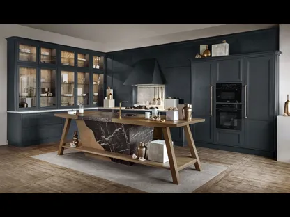 Cucina Moderna angolare con isola Convivium in legno laccato di Marchi