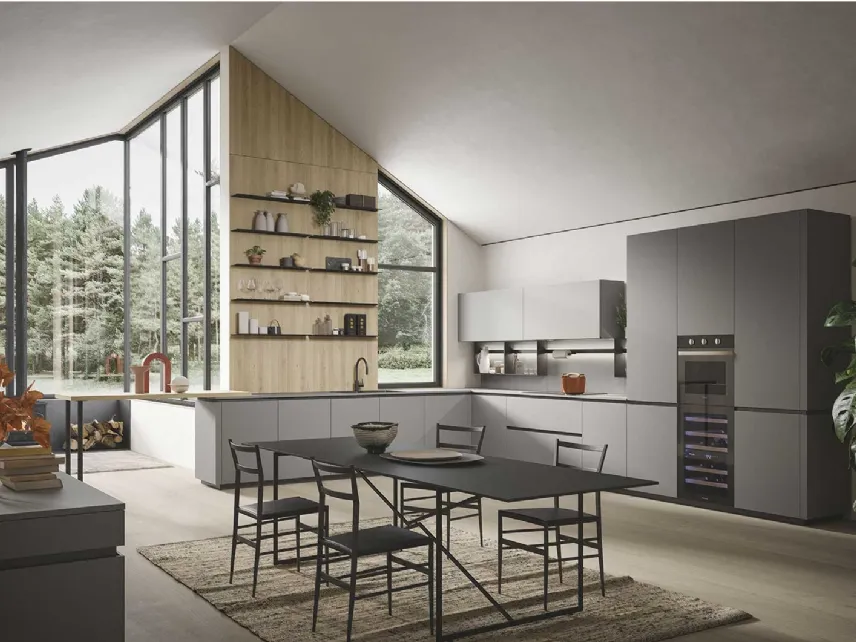 Cucina Moderna Emporio Job angolare con penisola di Dibiesse