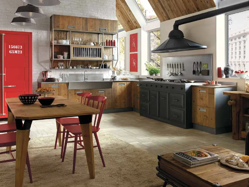 Cucina Moderna angolare Lab 40 Old Pine di Marchi