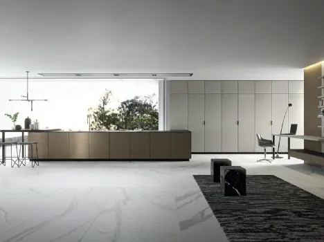Cucina Moderna in linea Vestimi 02 in metallo brunito di Dibiesse