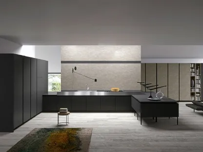 Cucina Moderna lineare Vestimi 03 in laminato con top in acciaio di Dibiesse