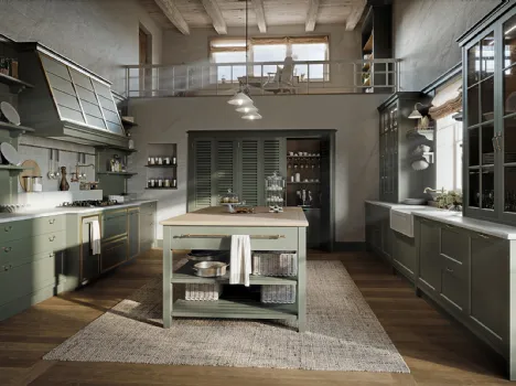 Cucina Shabby Chic in legno laccato Alma Rose di Marchi