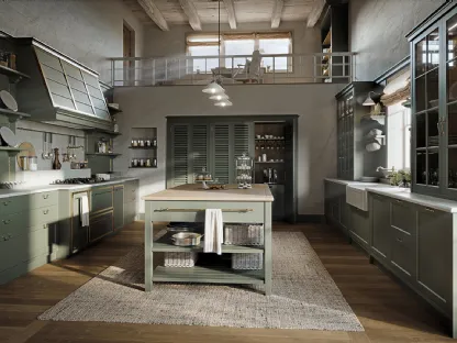 Cucina Shabby Chic in legno laccato Alma Rose di Marchi