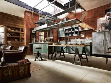 Cucina Shabby Chic lineare in legno laccato e alluminio Loft di Marchi