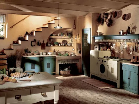 Cucina Shabby Chic angolare in legno laccato Doria di Marchi