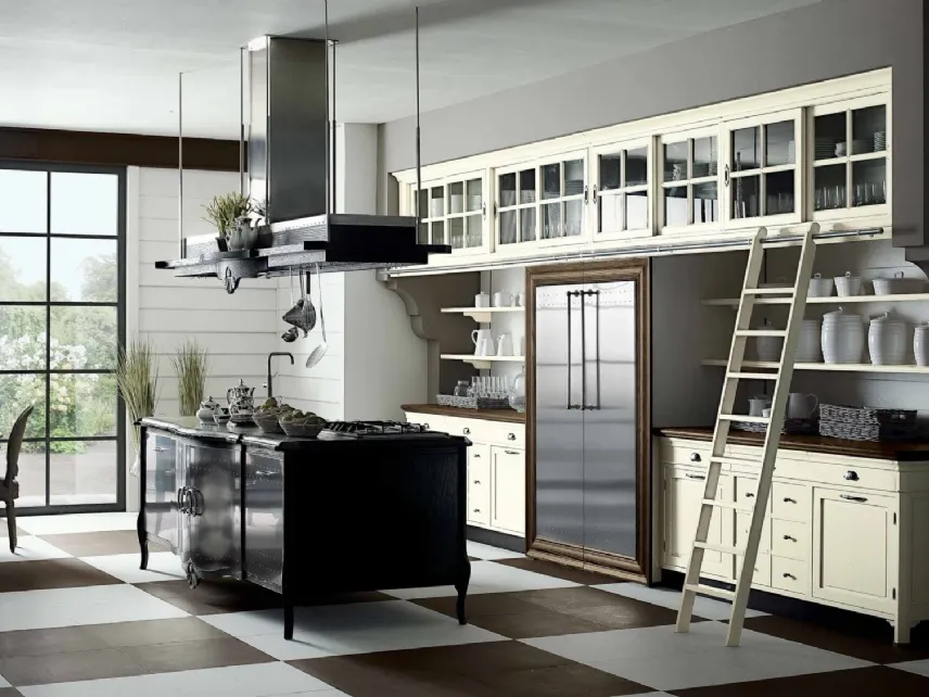 Cucina Shabby Chic con isola Operà in legno laccato di Marchi
