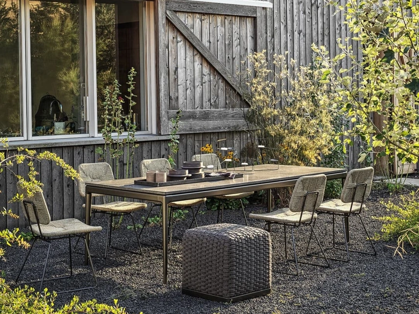 Sedia Echoes Outdoor in cordoncino di polipropilene e metallo di Flexform