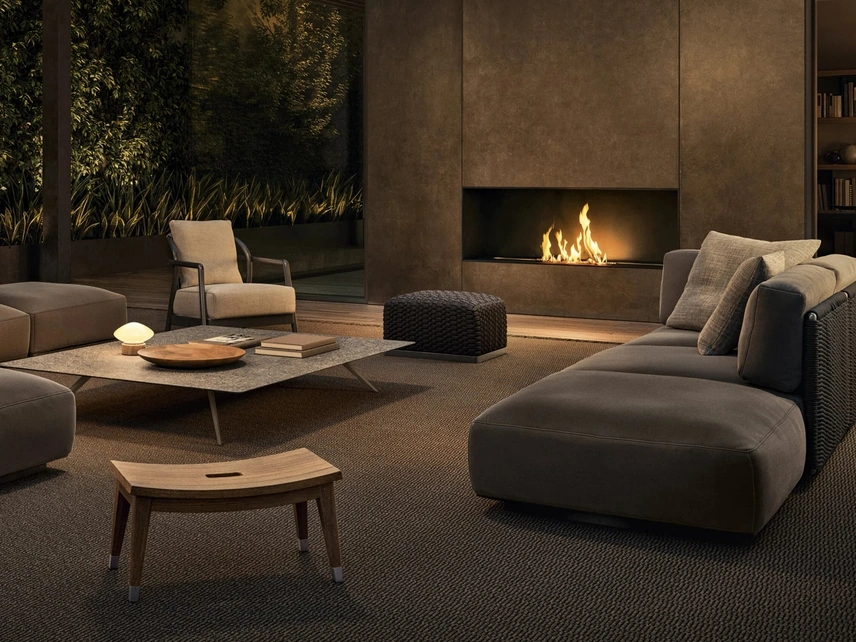 Pouf in legno massello Lotus di Flexform