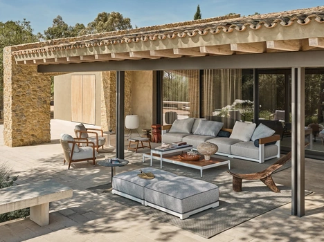 Divano Milos in alluminio e legno di Flexform