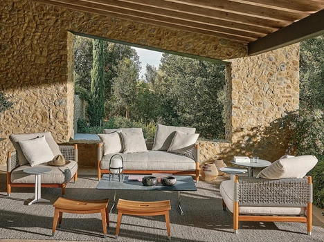 Divano in legno massello e corda intrecciata Parker Outdoor di Flexform