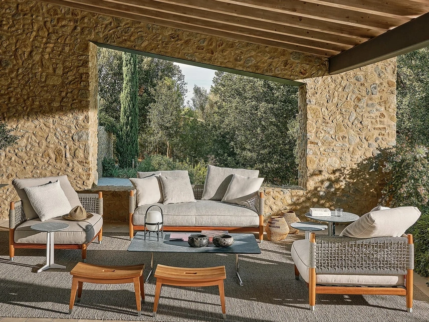 Divano in legno massello e corda intrecciata Parker Outdoor di Flexform